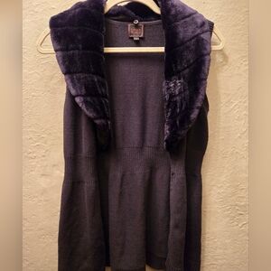Y2K Knit Vest with Detachable Faux Fur Collar